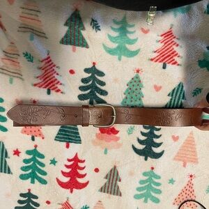 brown genuine leather embossed belt